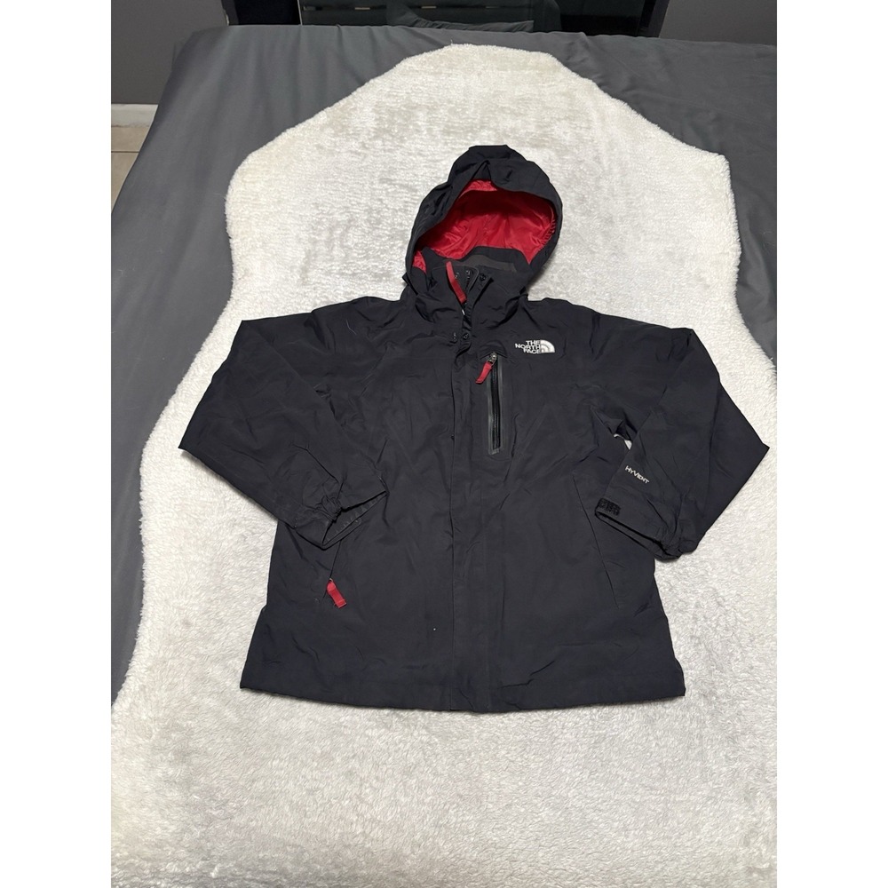 The North Face HyVent Black Waterproof Hooded Jacket Rain Coat Boys Medium 10/12